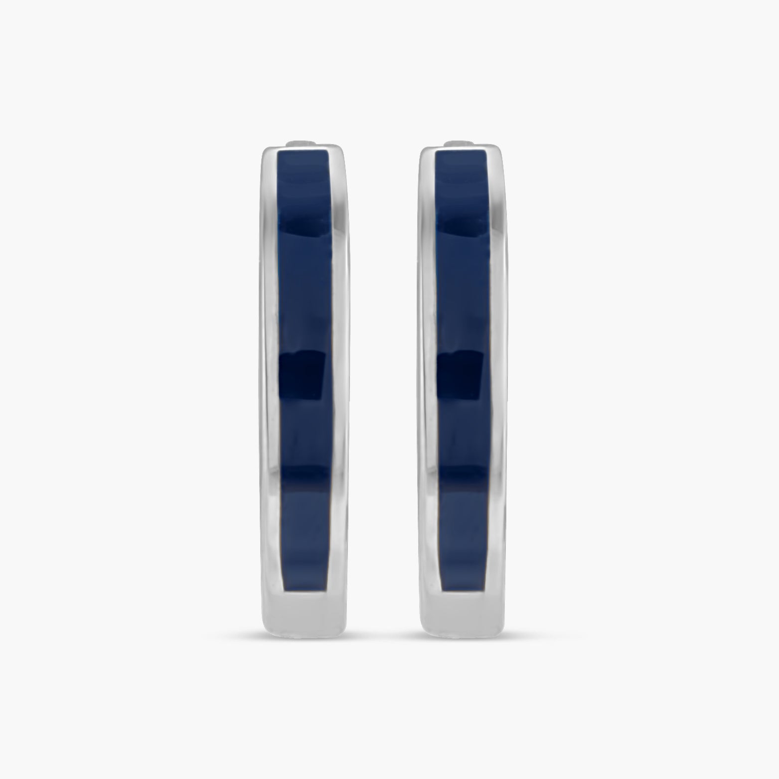 Blue Enamel Hinged 12.1 mm Hoop Earrings