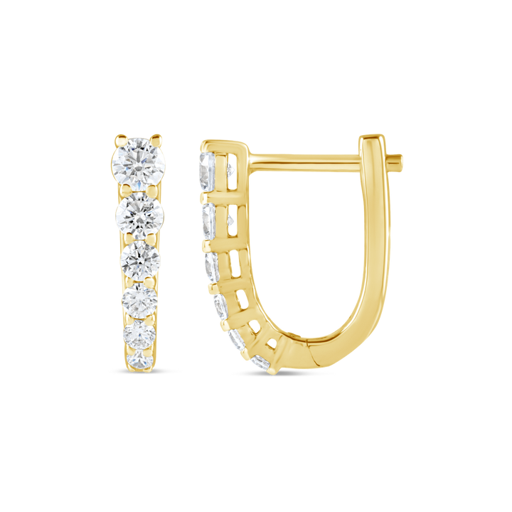 Lab Grown Diamond Graduated Hoop Earrings in 14K Gold