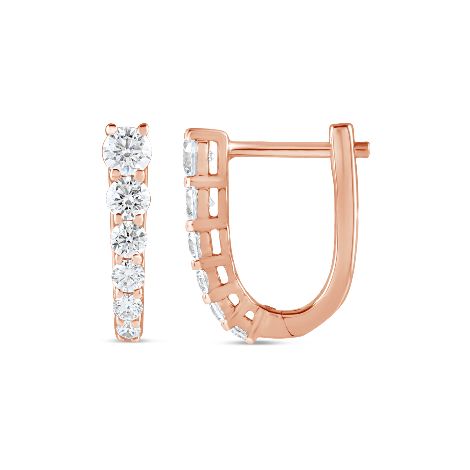 Lab Grown Diamond Graduated Hoop Earrings in 14K Gold