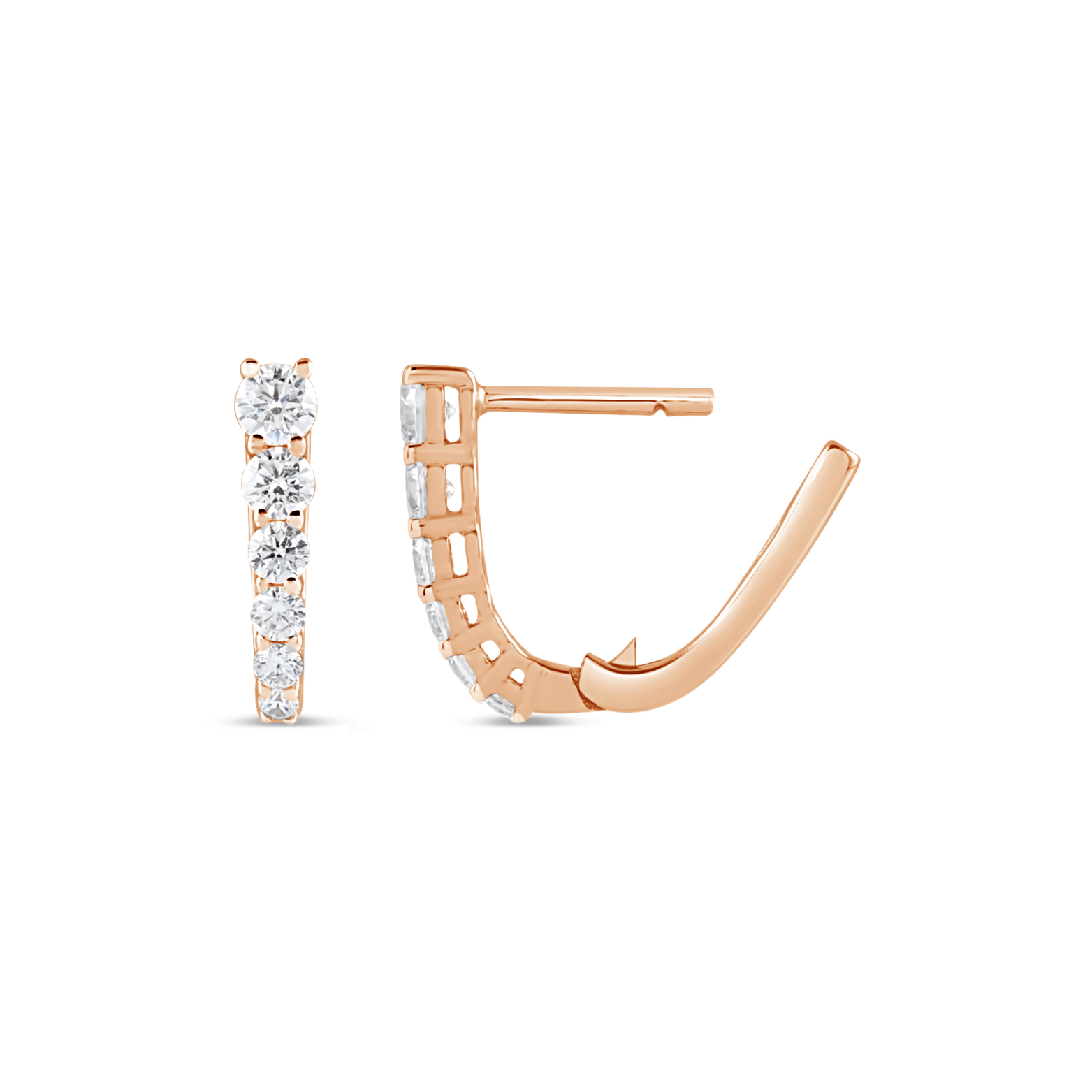Lab Grown Diamond Graduated Hoop Earrings in 14K Gold