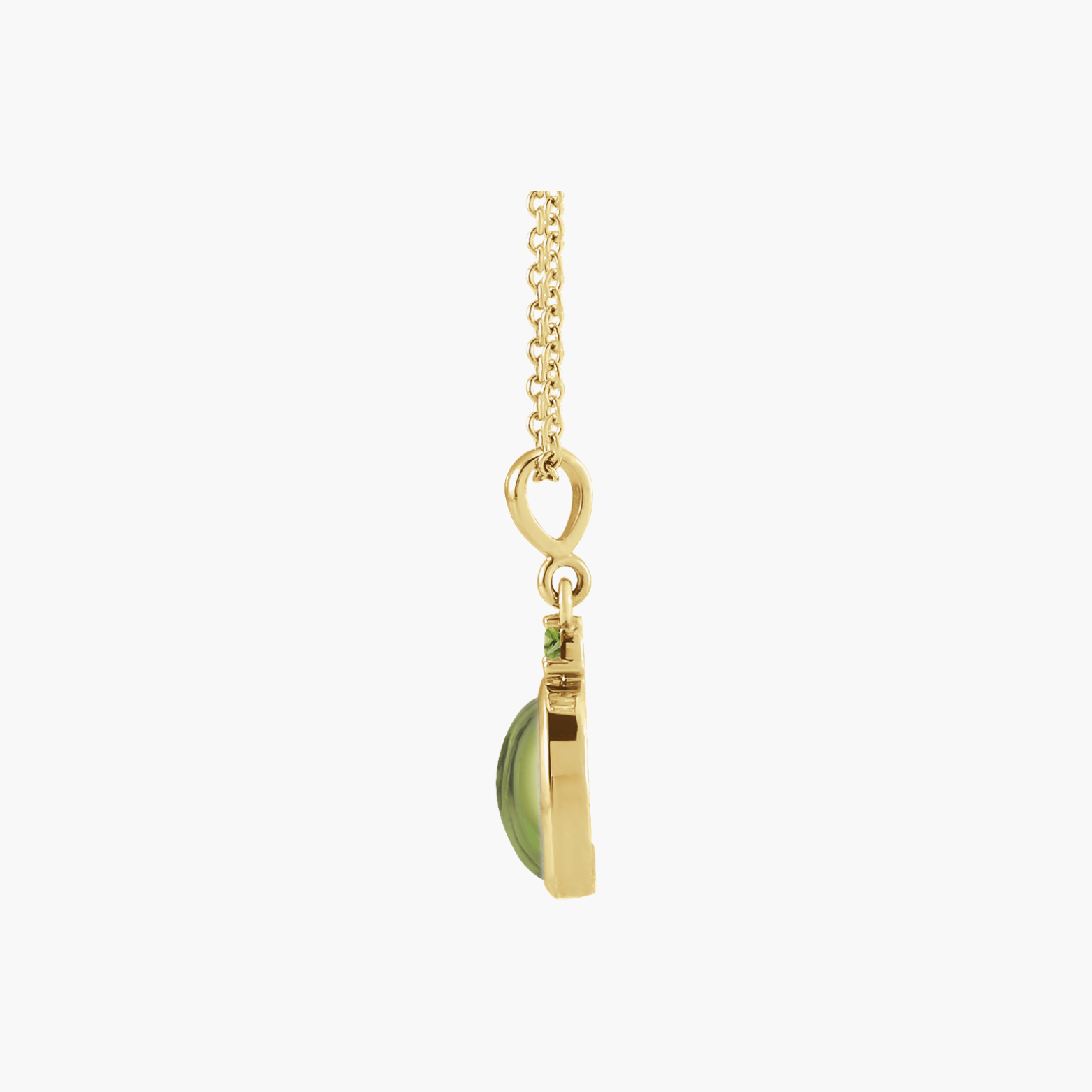 Natural Peridot Bezel Necklace in 14K Gold