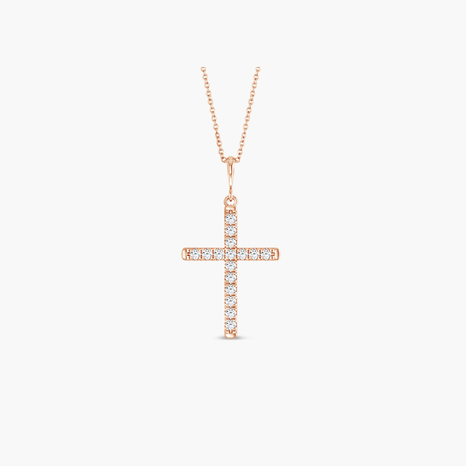 French-Set Cross Necklace 14K Gold