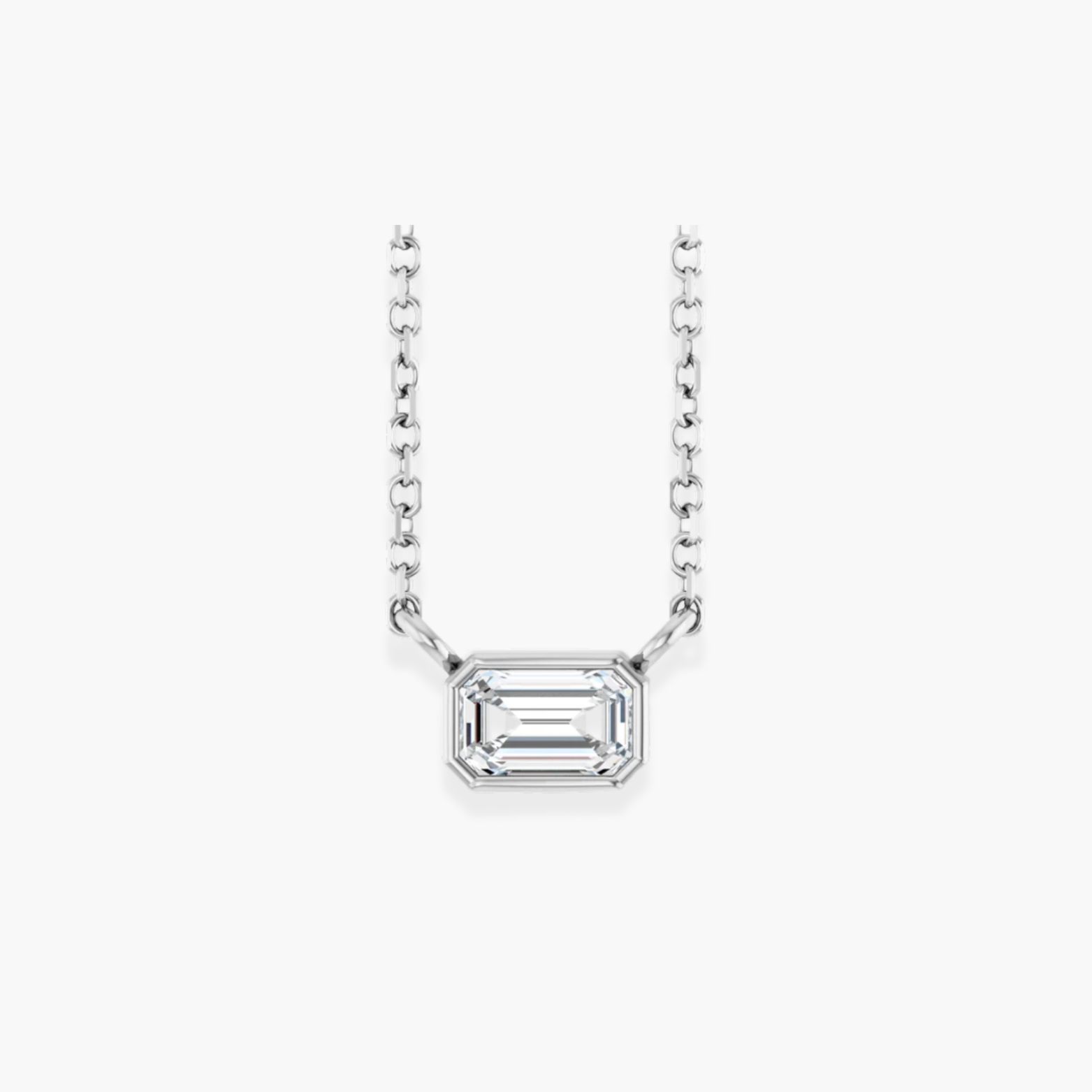 Lab-Grown Diamond Emerald Bezel Solitaire Necklace in 14K Gold