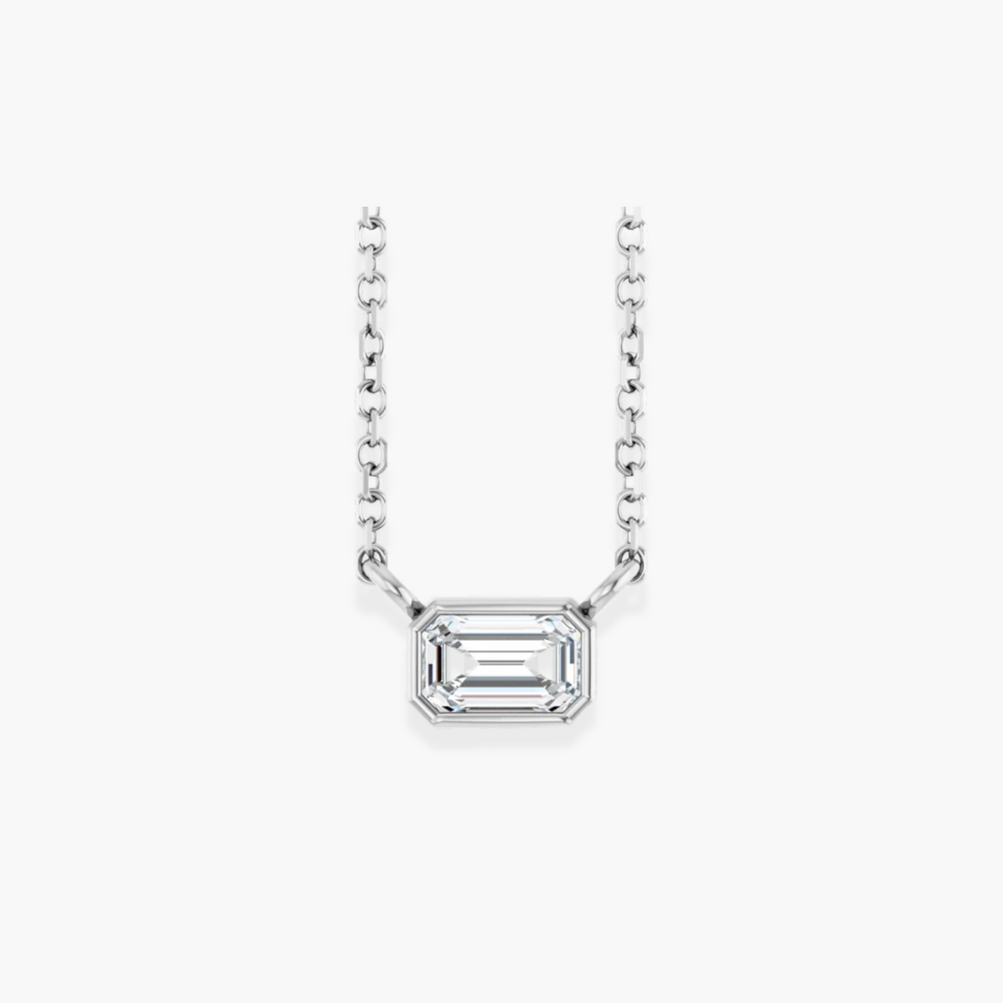 Emerald Bezel Solitaire Necklace in 14K Gold