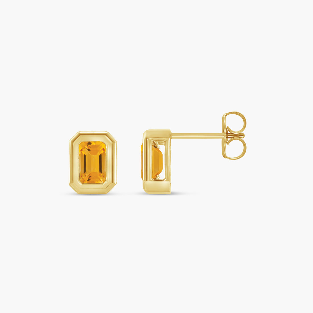 Solitaire Bezel-Set Earrings in 14K Gold
