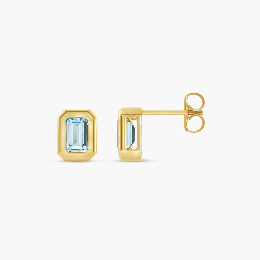 Solitaire Bezel-Set Earrings in 14K Gold
