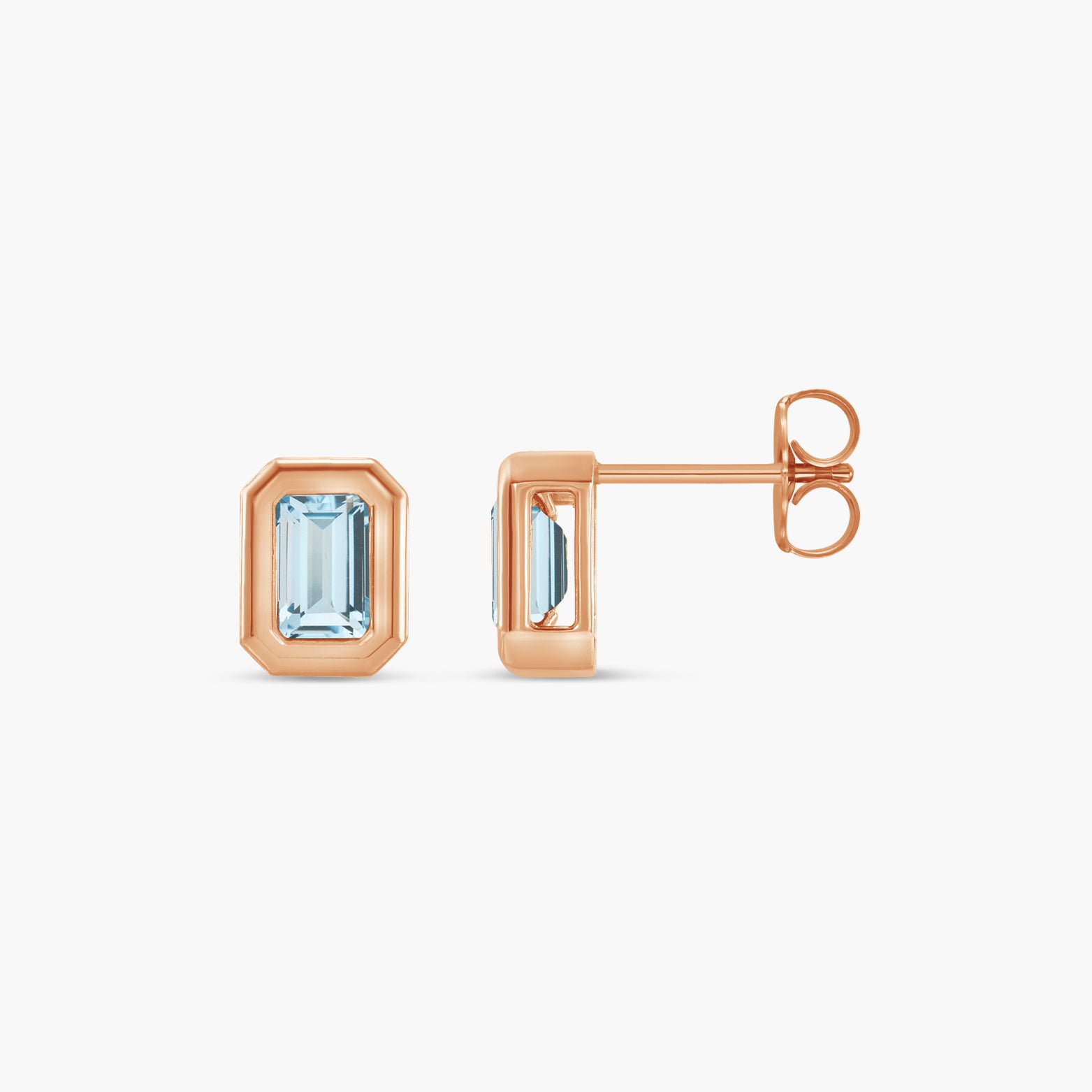 Solitaire Bezel-Set Earrings in 14K Gold
