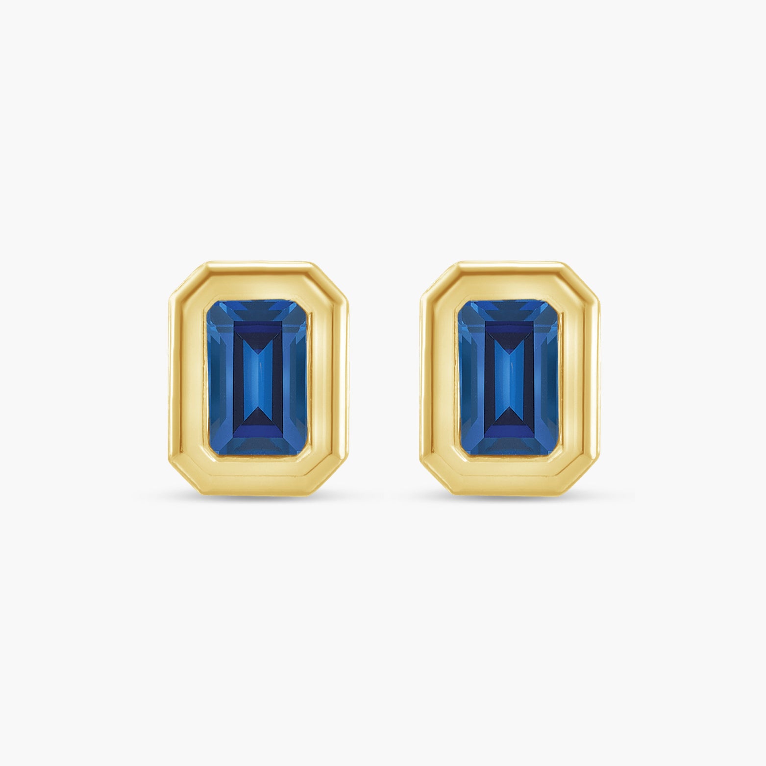 Solitaire Bezel-Set Earrings in 14K Gold