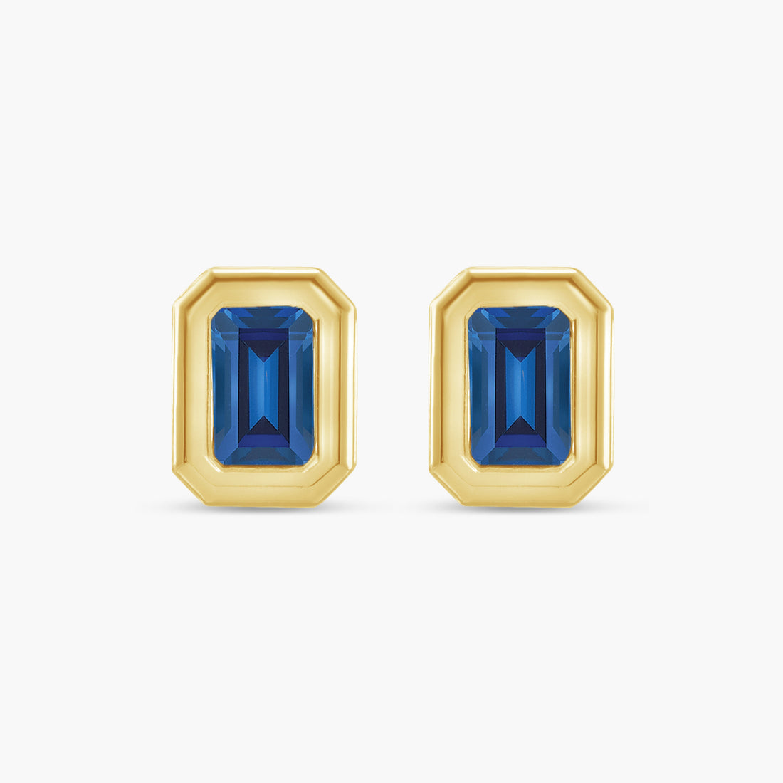 Solitaire Bezel-Set Earrings in 14K Gold
