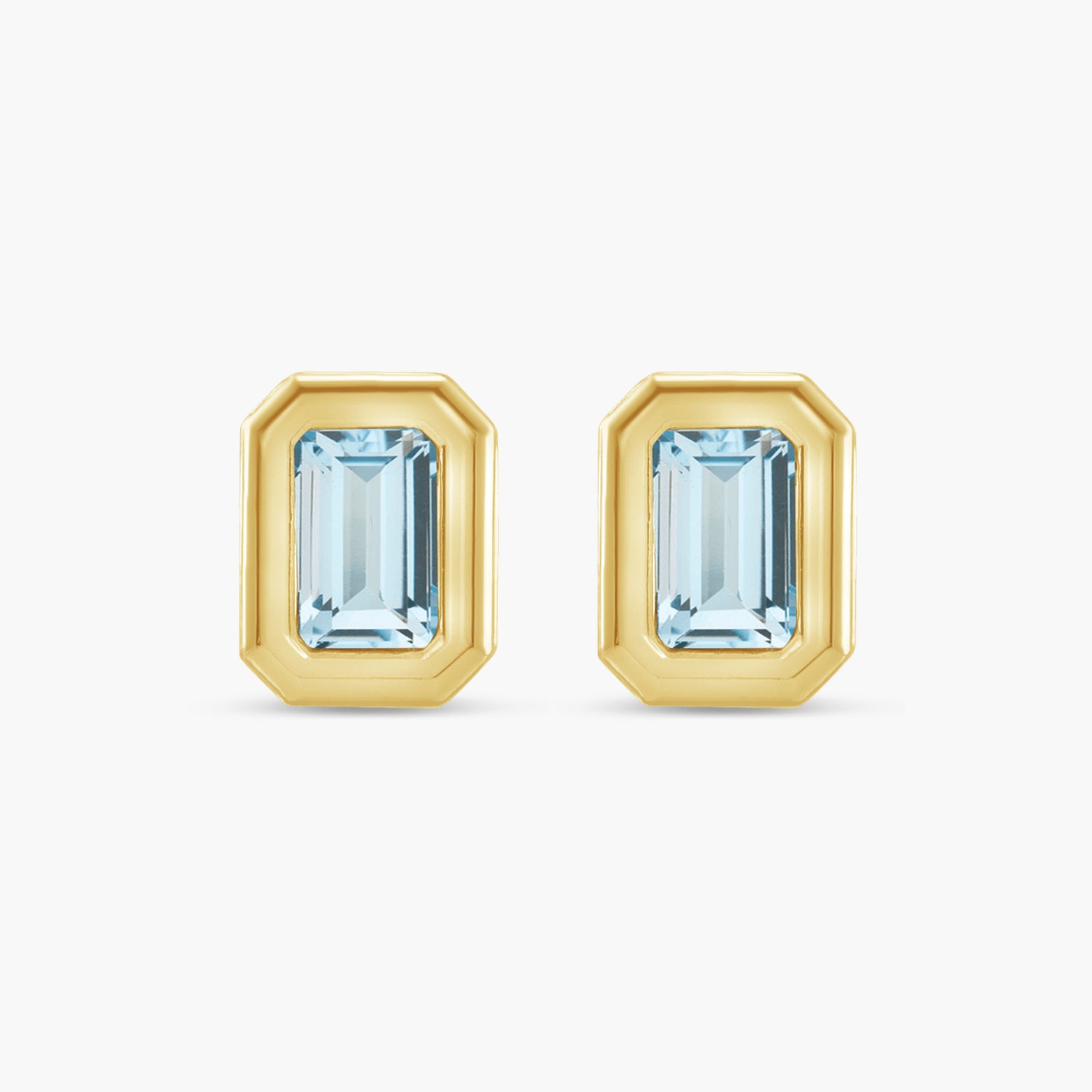 Solitaire Bezel-Set Earrings in 14K Gold