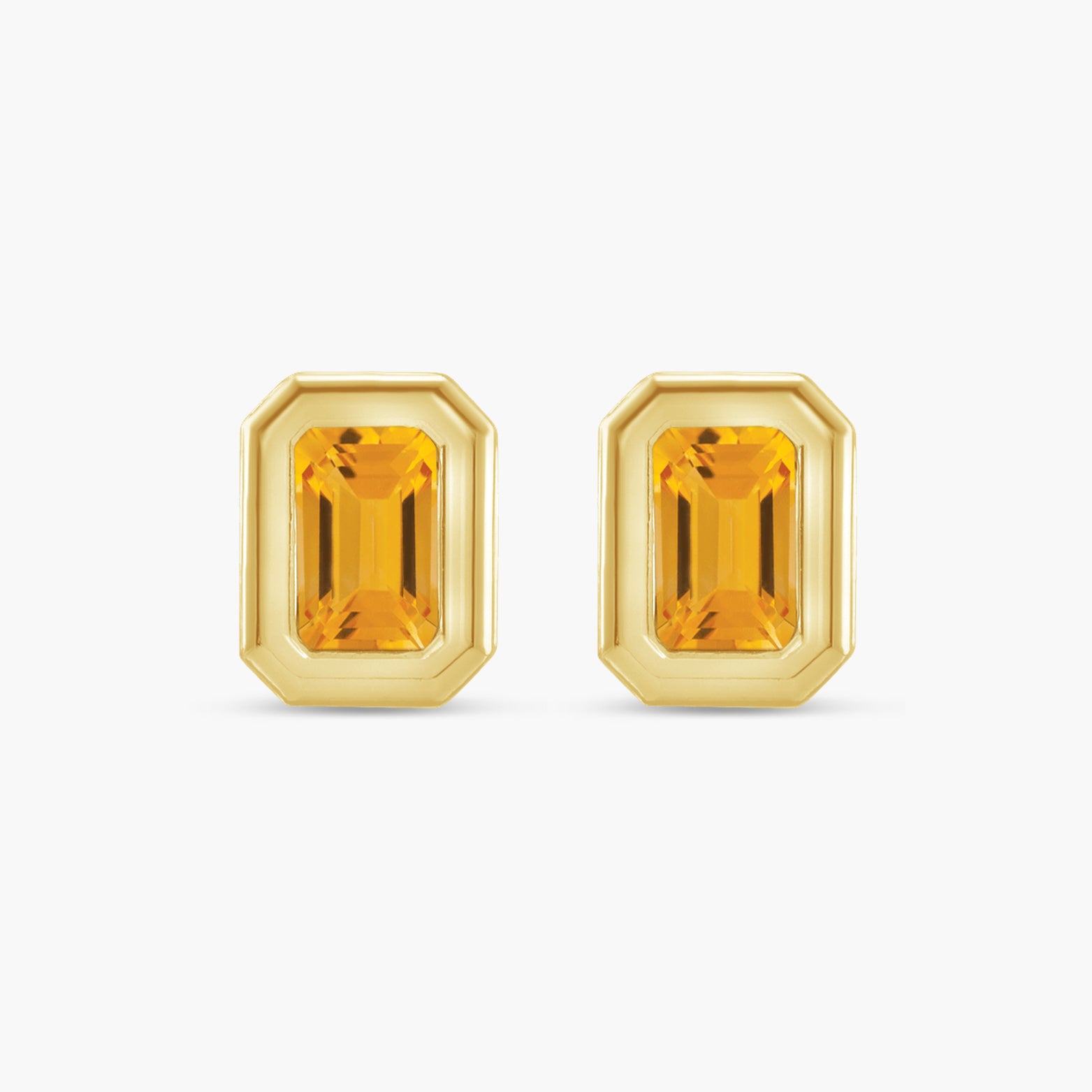 Solitaire Bezel-Set Earrings in 14K Gold