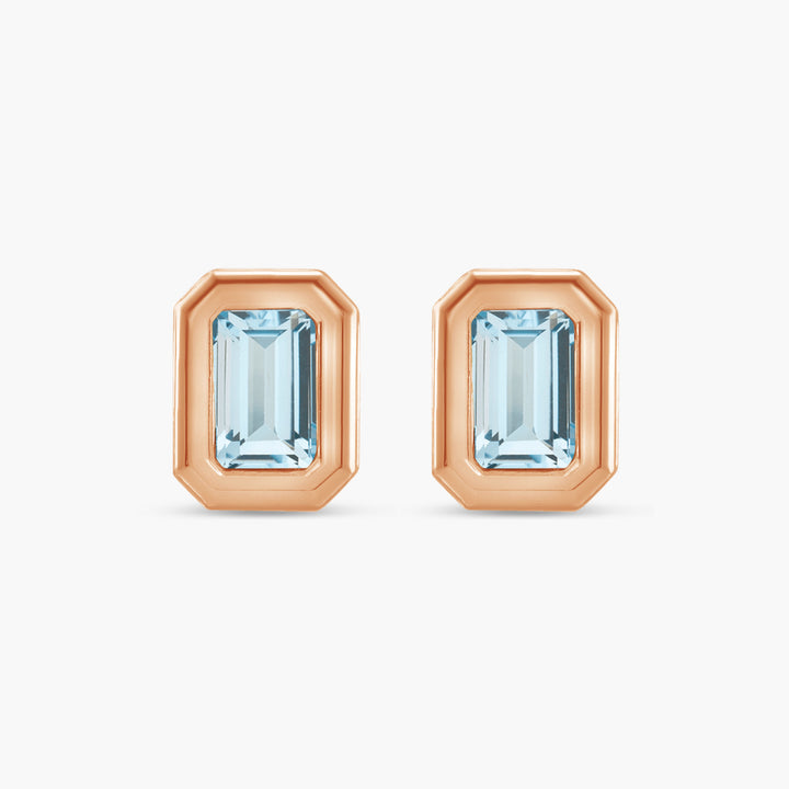 Solitaire Bezel-Set Earrings in 14K Gold