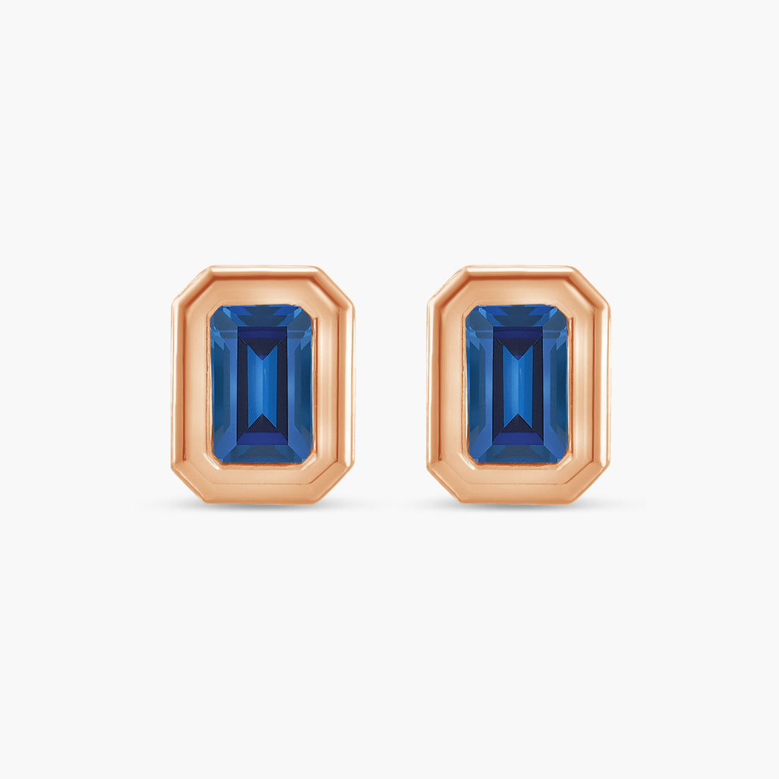 Solitaire Bezel-Set Earrings in 14K Gold