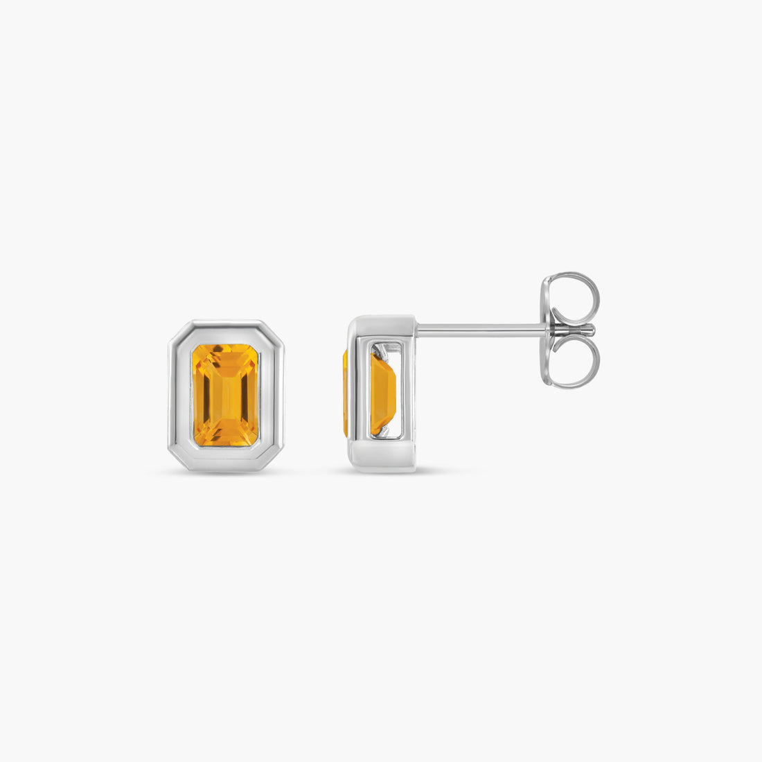 Solitaire Bezel-Set Earrings in 14K Gold