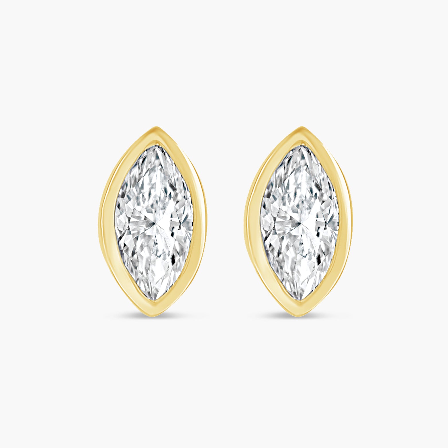 Solitaire Bezel-Set Natural Diamond Stud Earrings in 14K Gold