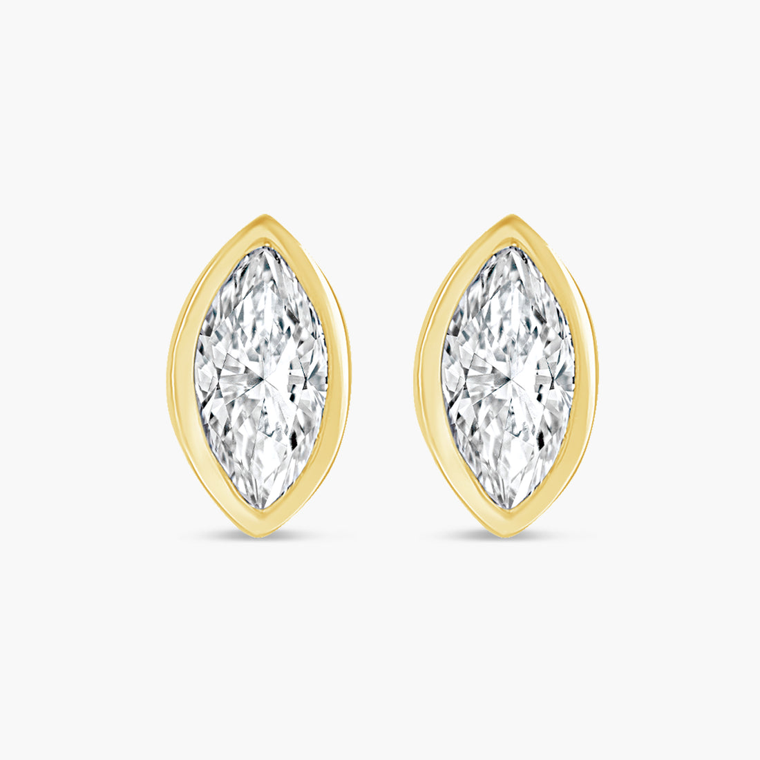 Solitaire Bezel-Set Natural Diamond Stud Earrings in 14K Gold