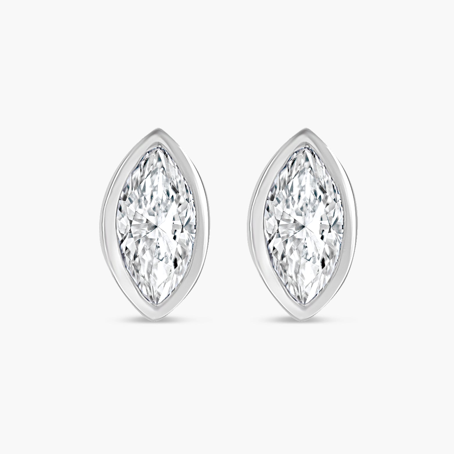 Solitaire Bezel-Set Natural Diamond Stud Earrings in 14K Gold