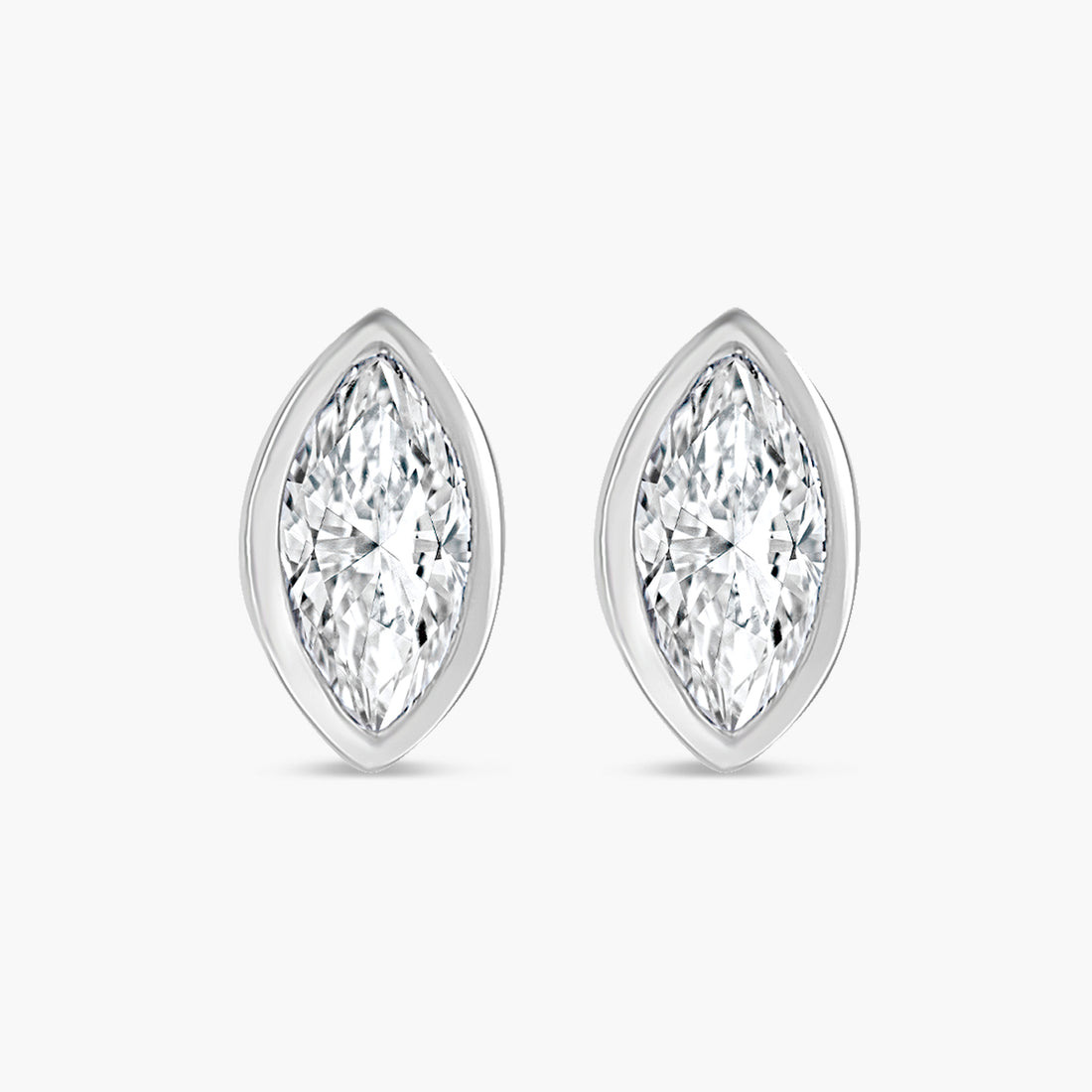 Solitaire Bezel-Set Natural Diamond Stud Earrings in 14K Gold