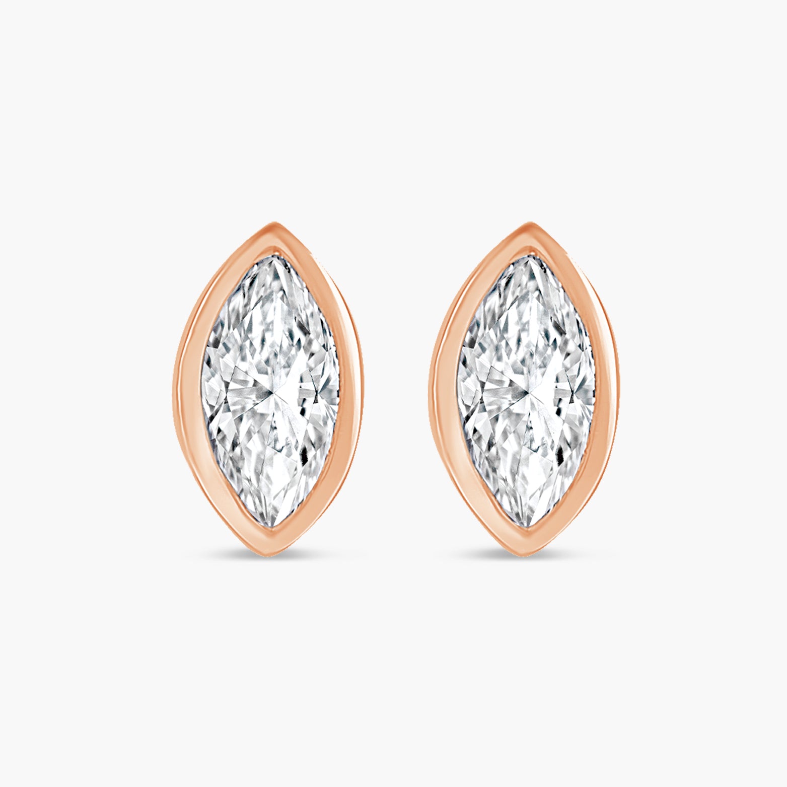 Solitaire Bezel-Set Natural Diamond Stud Earrings in 14K Gold