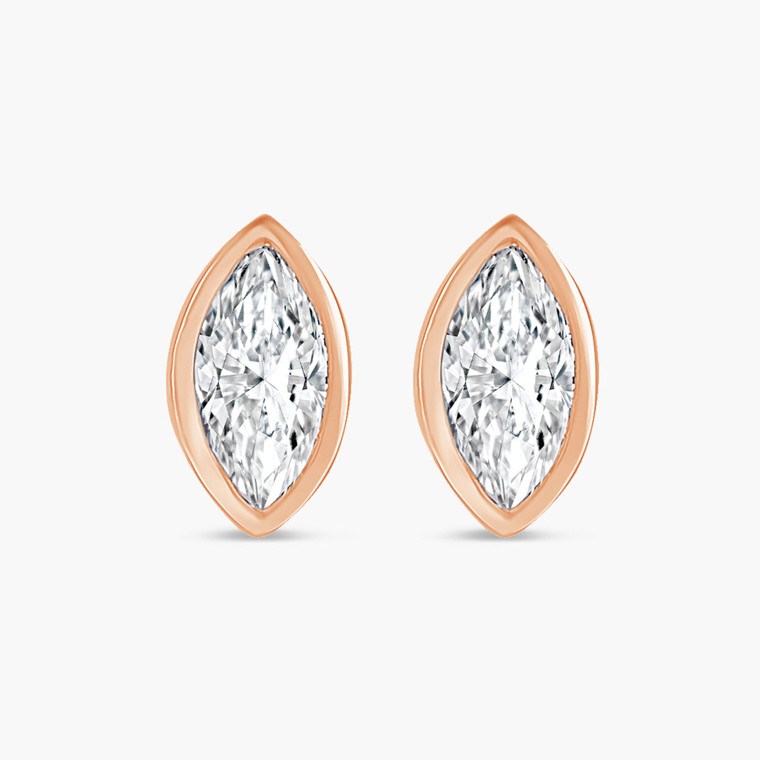 Solitaire Bezel-Set Natural Diamond Stud Earrings in 14K Gold