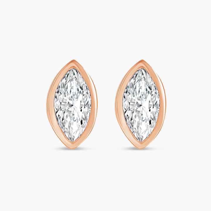 14K Gold Marquise Bezel-Set Solitaire Stud Earrings