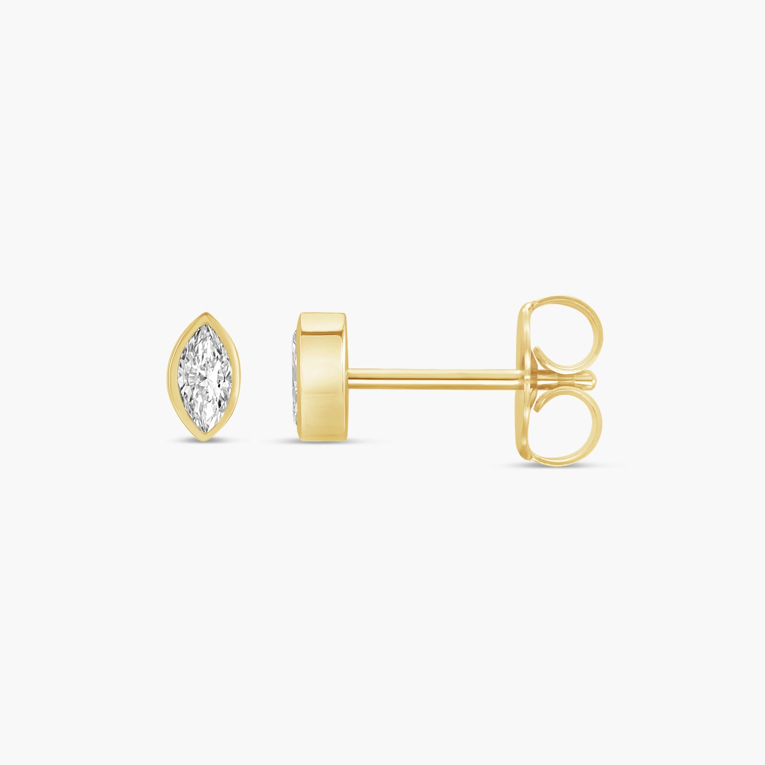 Solitaire Bezel-Set Natural Diamond Stud Earrings in 14K Gold