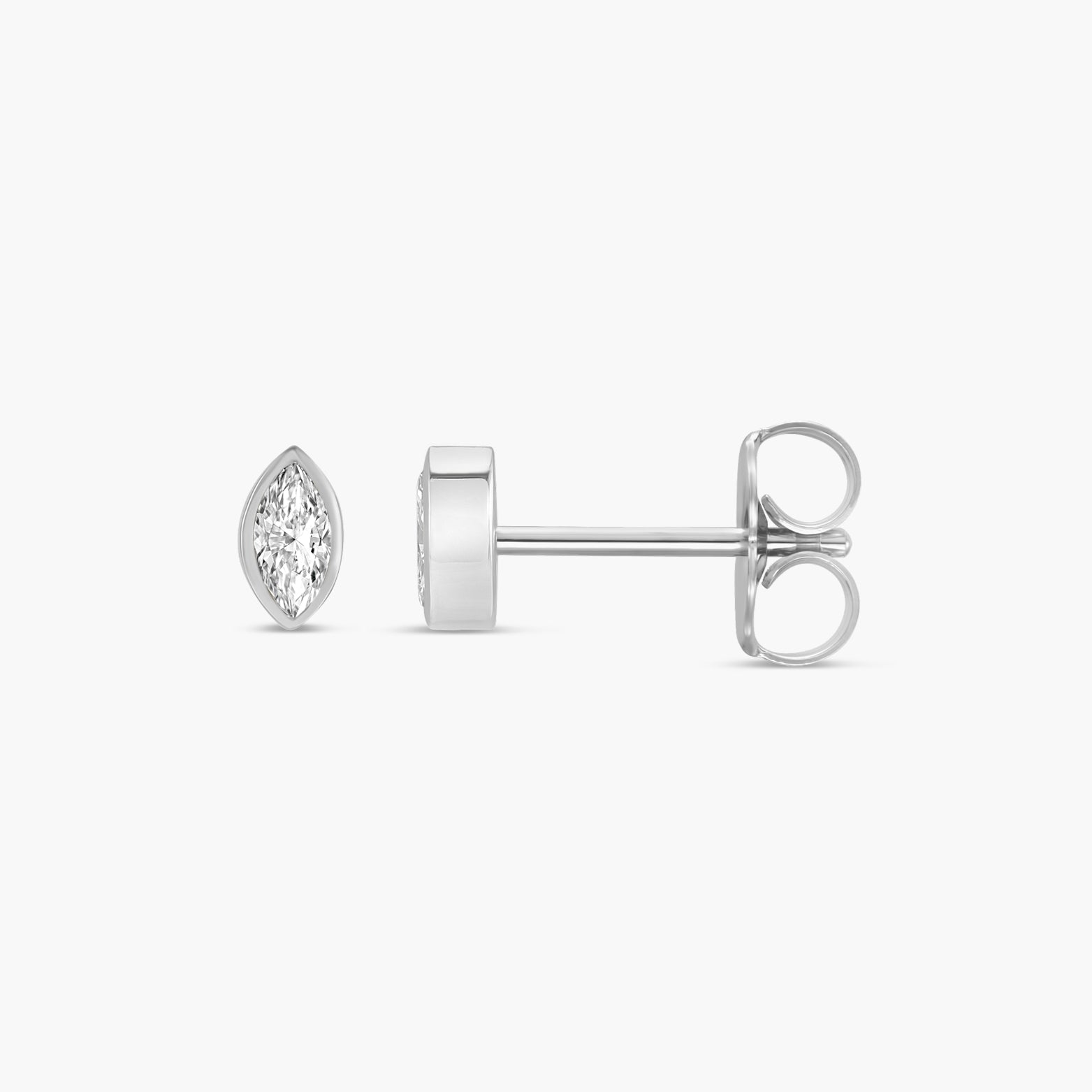 Solitaire Bezel-Set Natural Diamond Stud Earrings in 14K Gold