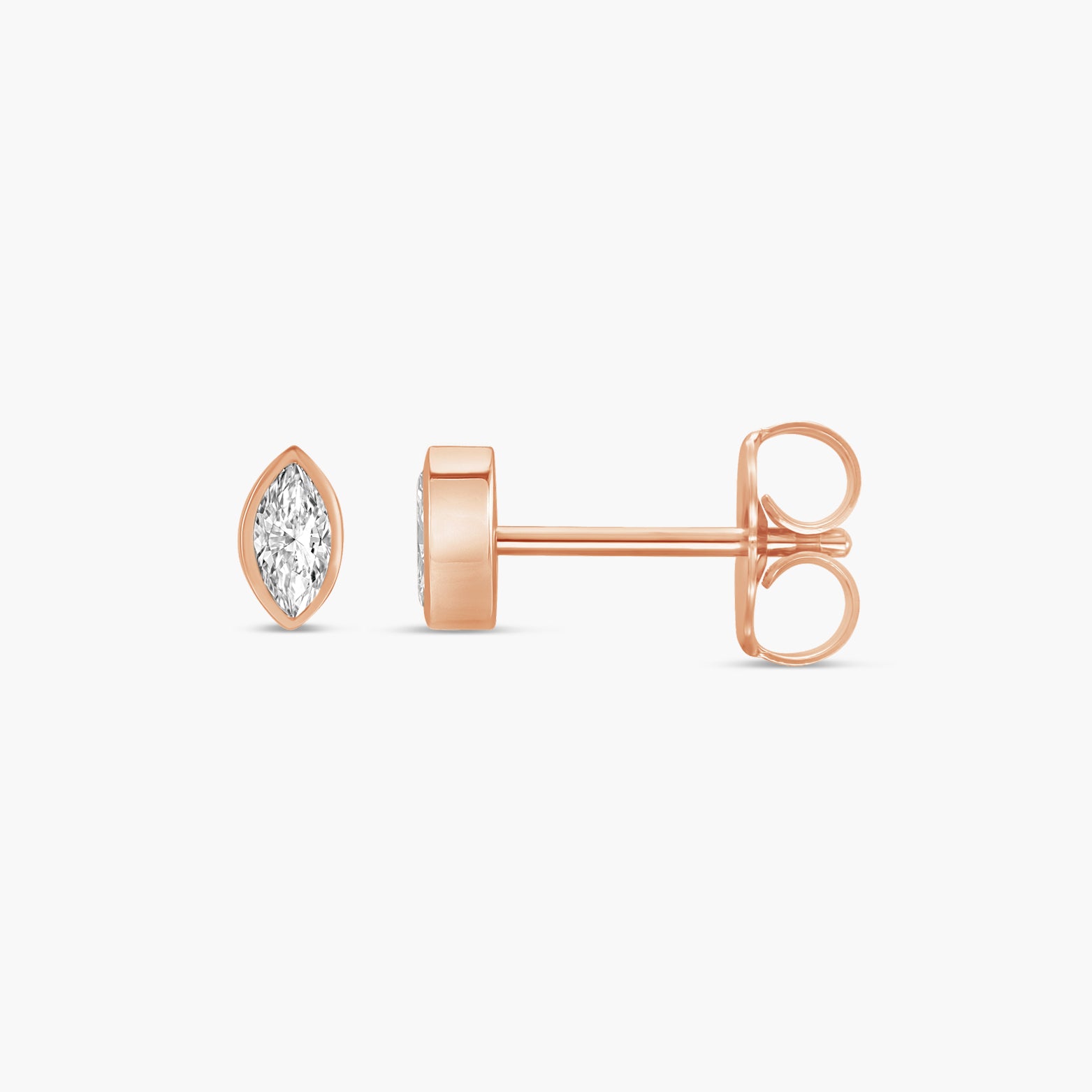 Solitaire Bezel-Set Natural Diamond Stud Earrings in 14K Gold