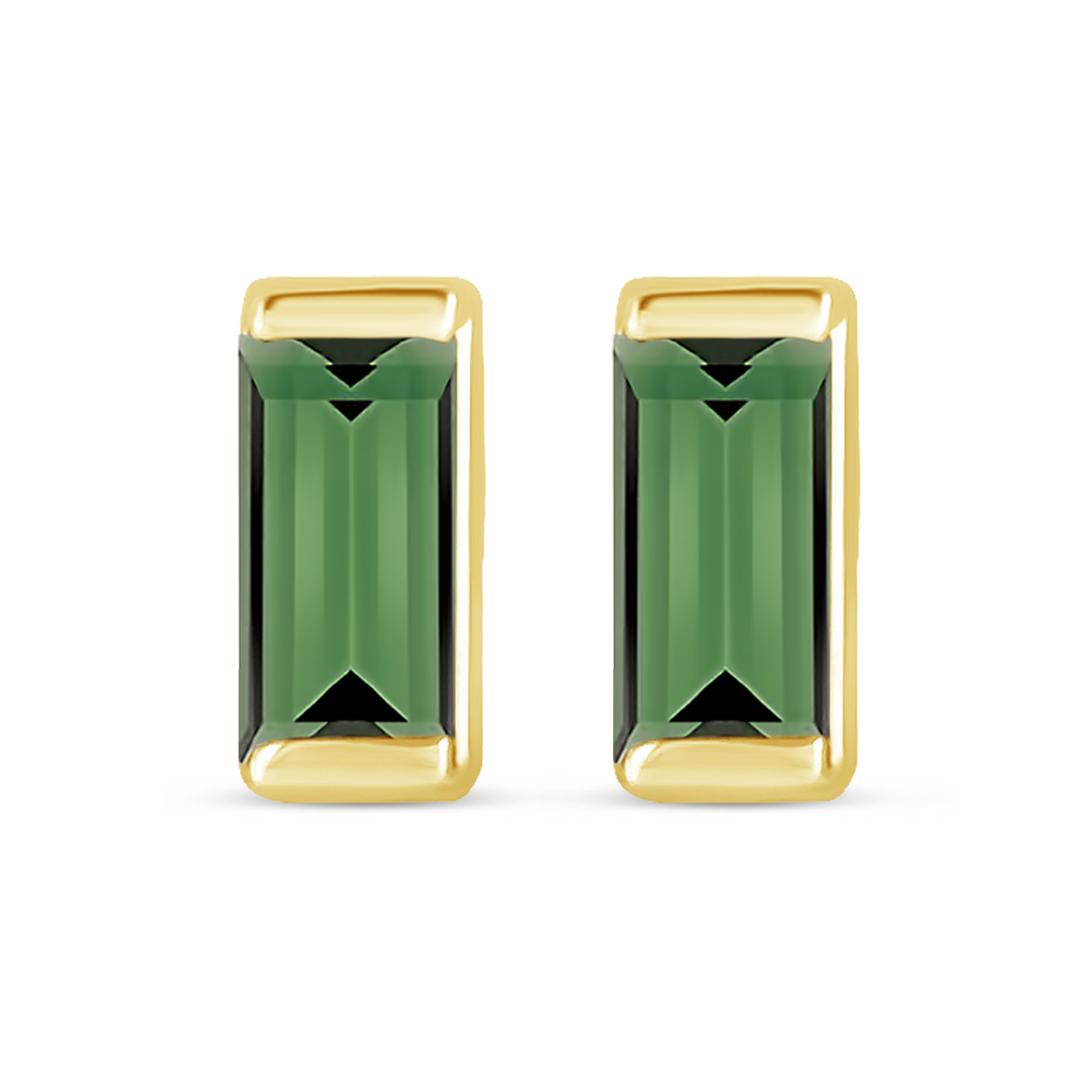 Channel-Set Gemstone Bar Earrings in 14K Gold