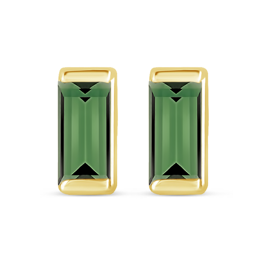Channel-Set Gemstone Bar Earrings in 14K Gold
