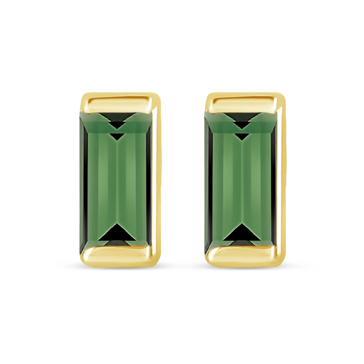Channel-Set Gemstone Bar Earrings in 14K Gold