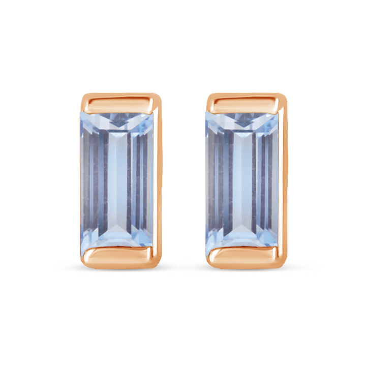 Channel-Set Gemstone Bar Earrings in 14K Gold