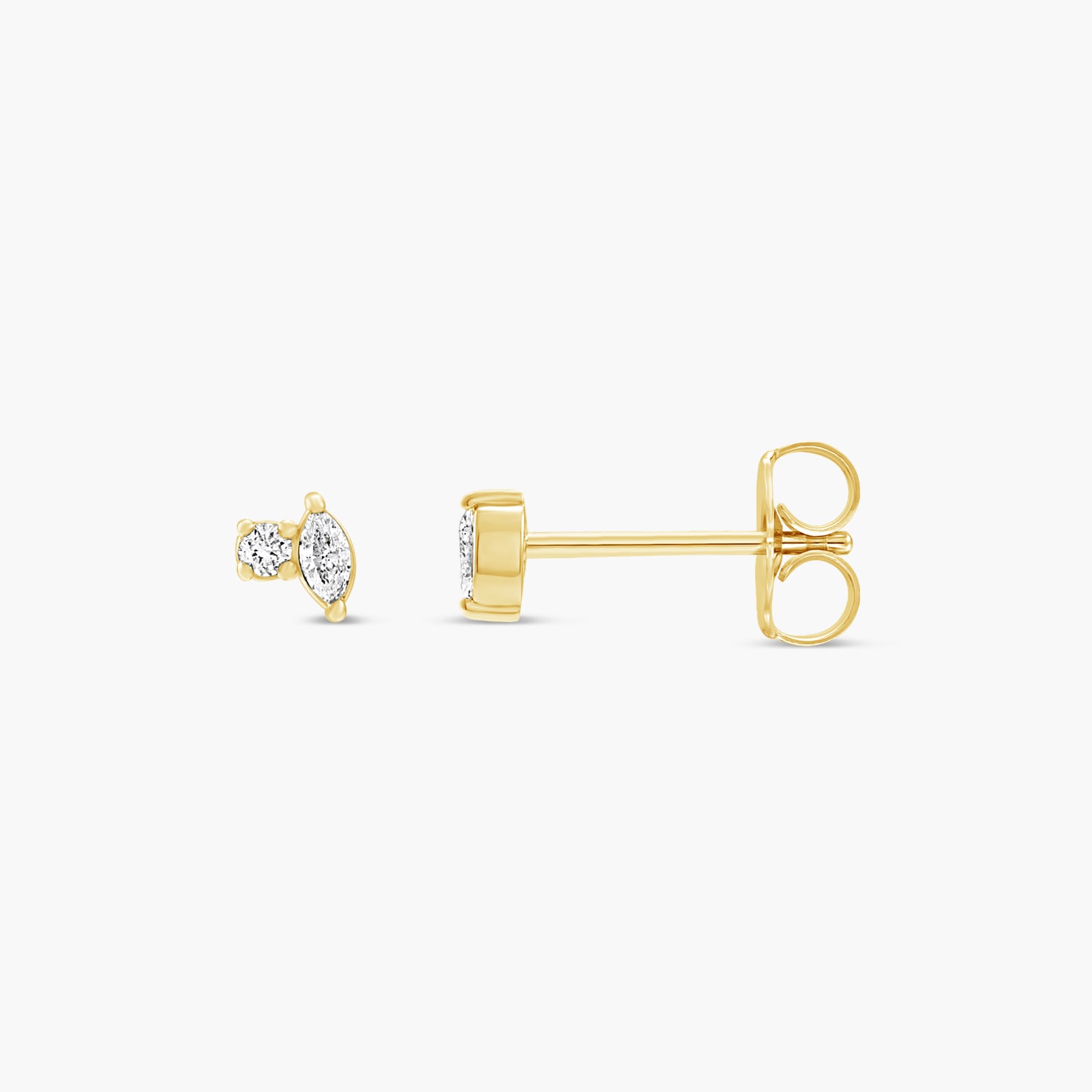 Solitaire Natural Diamond Stud Earrings in 14K Gold