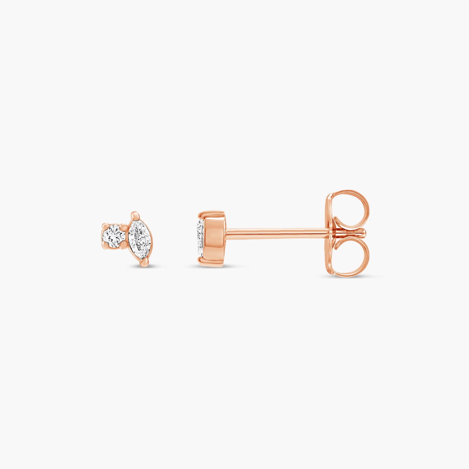 Solitaire Natural Diamond Stud Earrings in 14K Gold