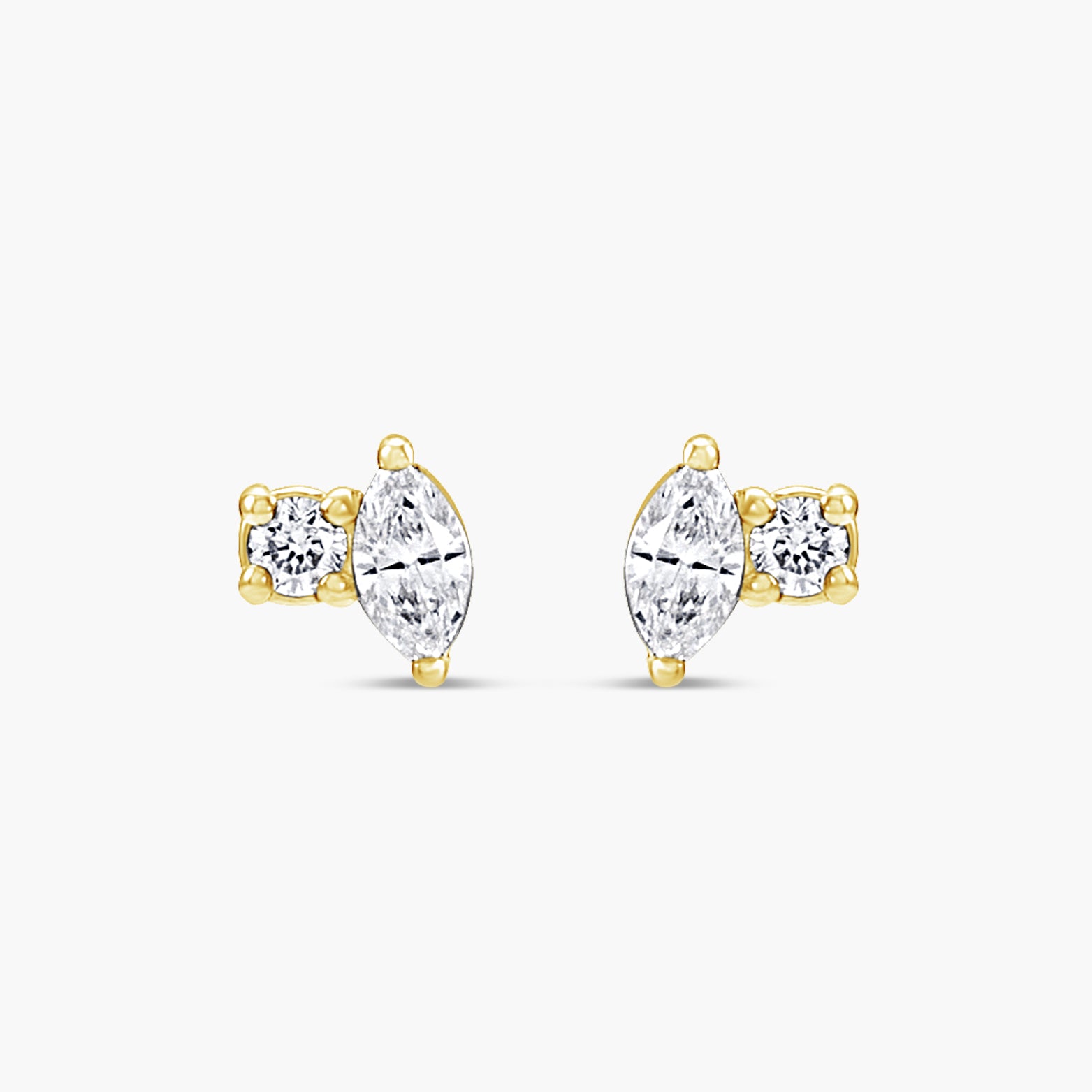 Solitaire Natural Diamond Stud Earrings in 14K Gold