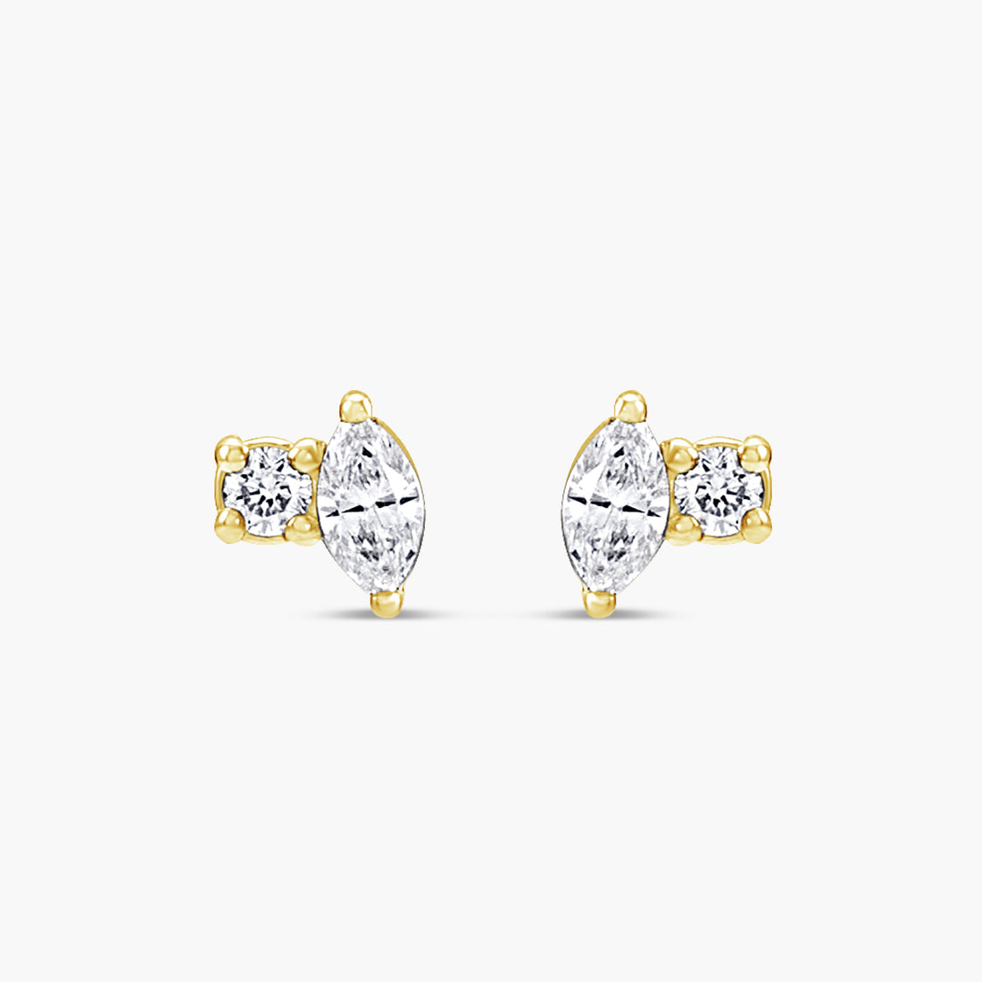 Solitaire Natural Diamond Stud Earrings in 14K Gold