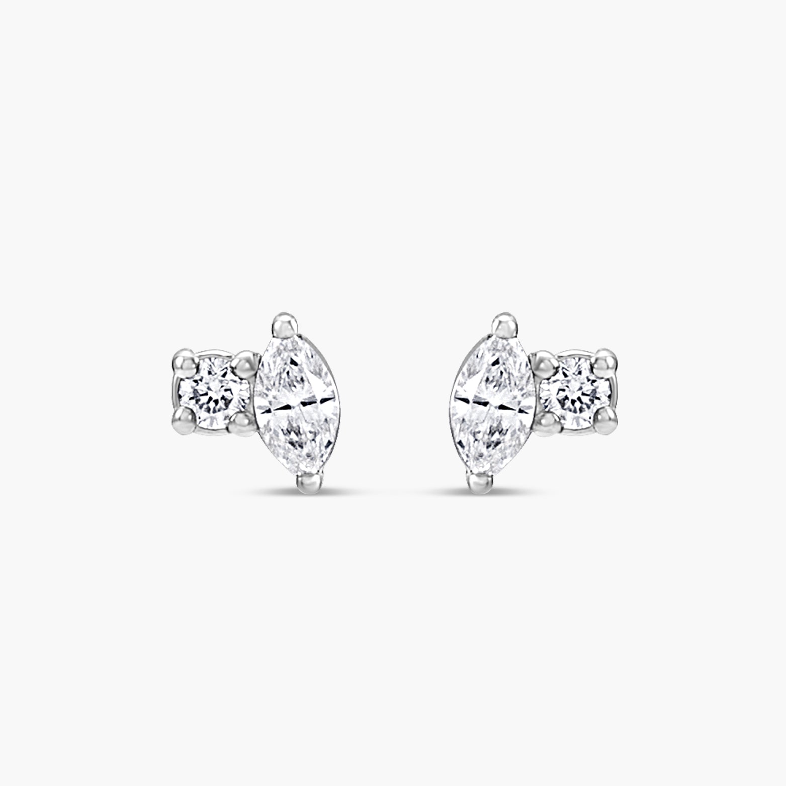 Solitaire Natural Diamond Stud Earrings in 14K Gold