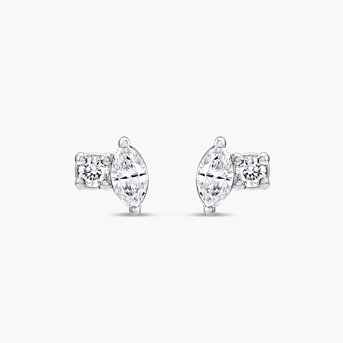 Solitaire Natural Diamond Stud Earrings in 14K Gold