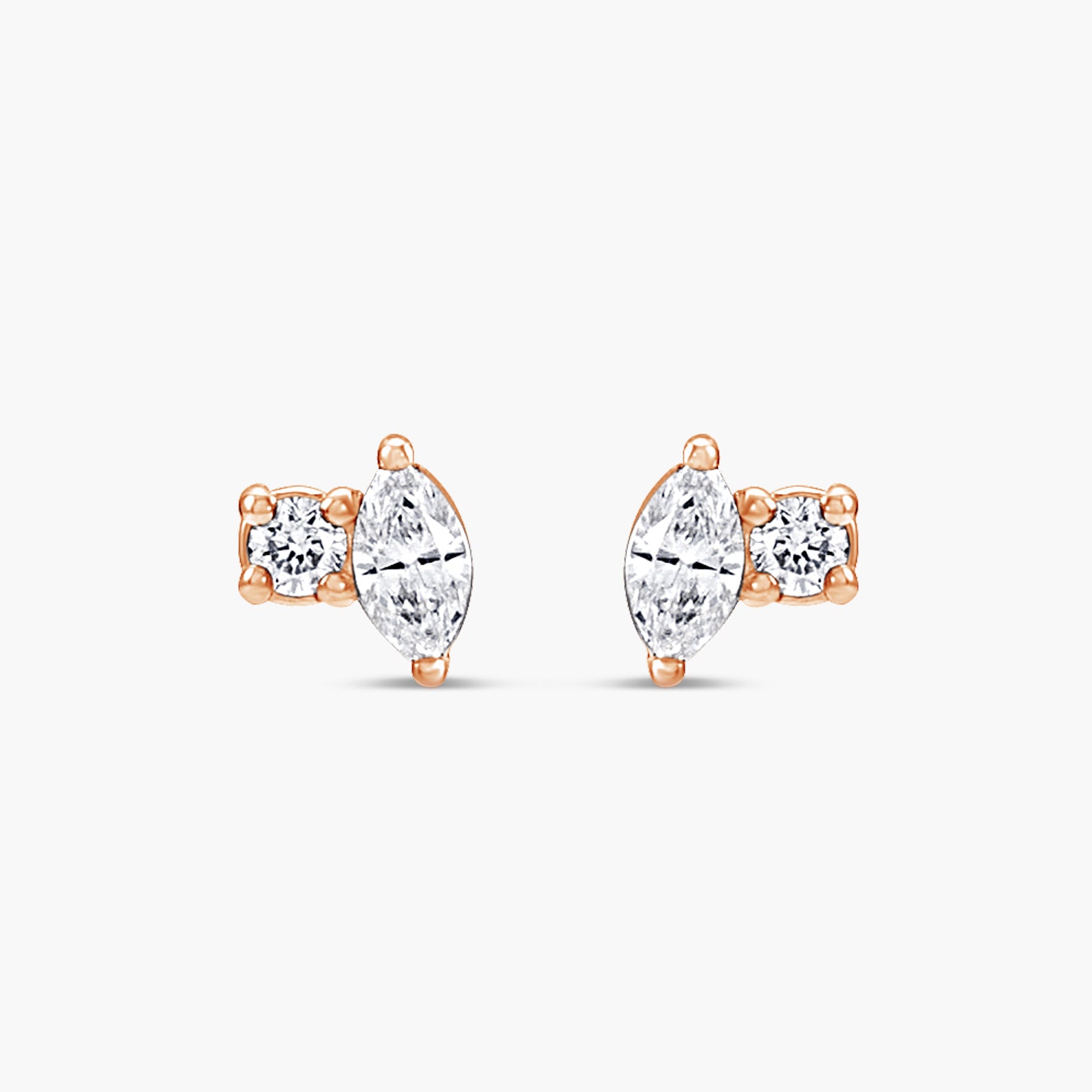 Solitaire Natural Diamond Stud Earrings in 14K Gold