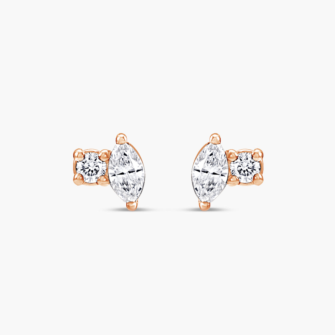 Solitaire Natural Diamond Stud Earrings in 14K Gold