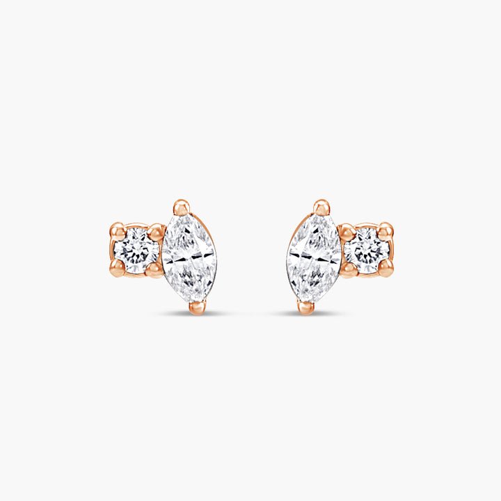 Solitaire Natural Diamond Stud Earrings in 14K Gold