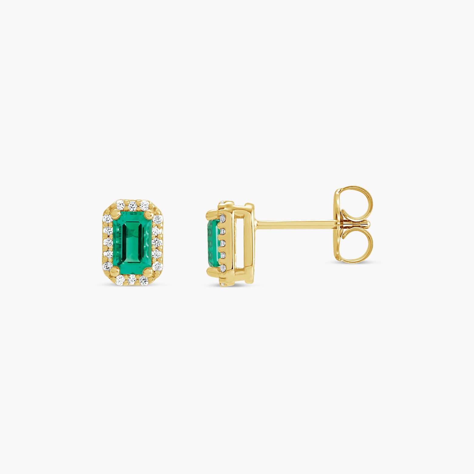 Lab-Grown Emerald & .07 CTW Natural Diamond Halo-Style Earrings