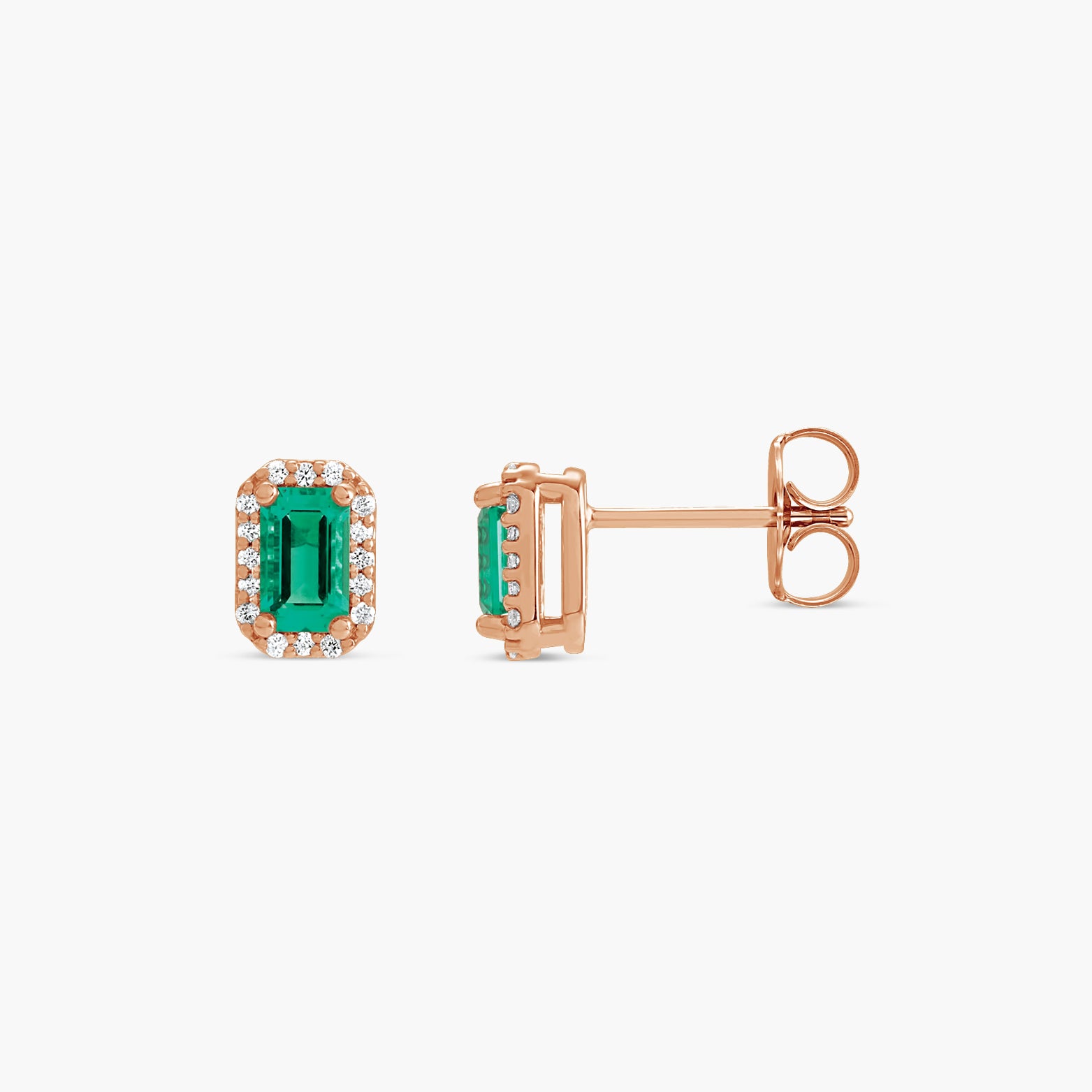 Lab-Grown Emerald & .07 CTW Natural Diamond Halo-Style Earrings