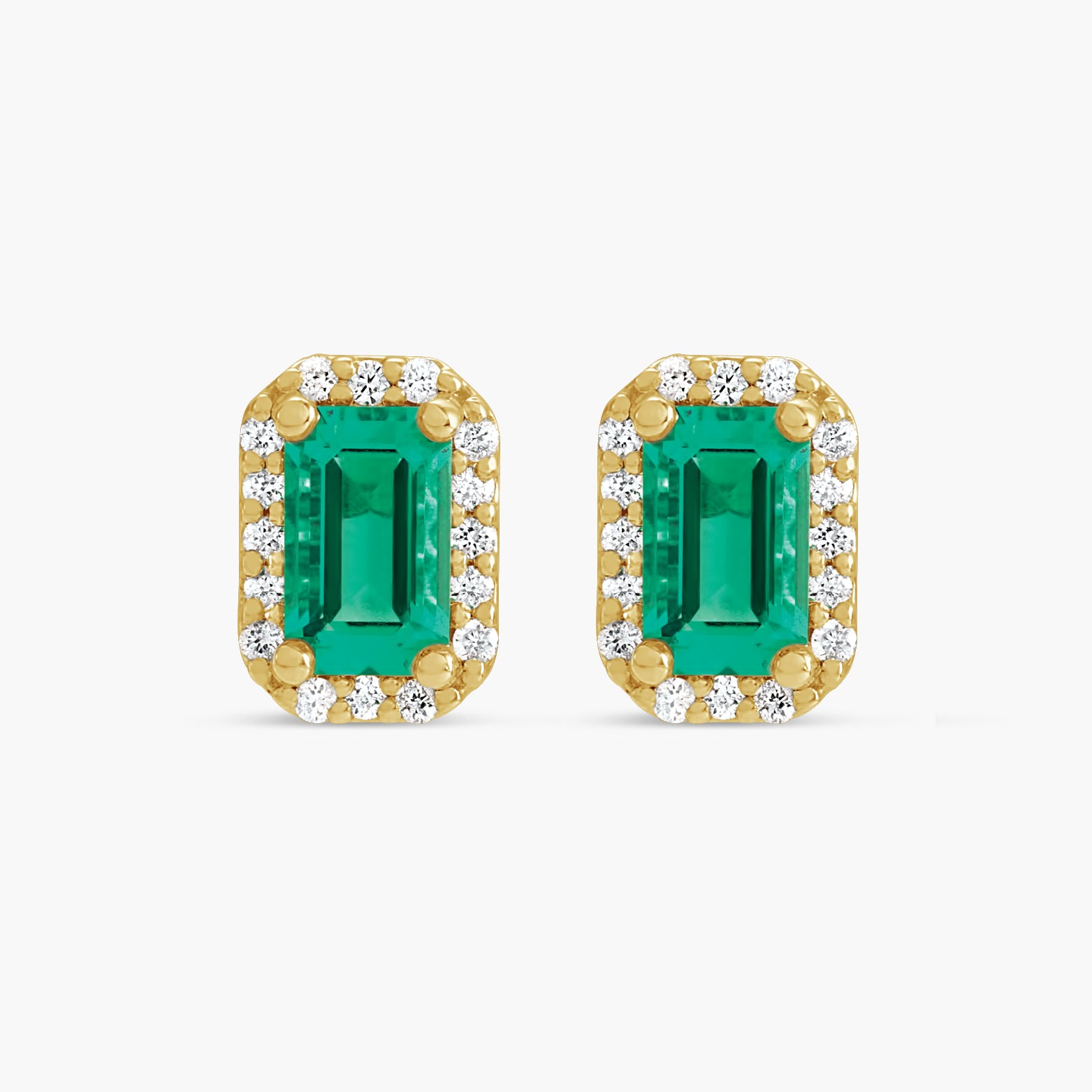 Lab-Grown Emerald & .07 CTW Natural Diamond Halo-Style Earrings