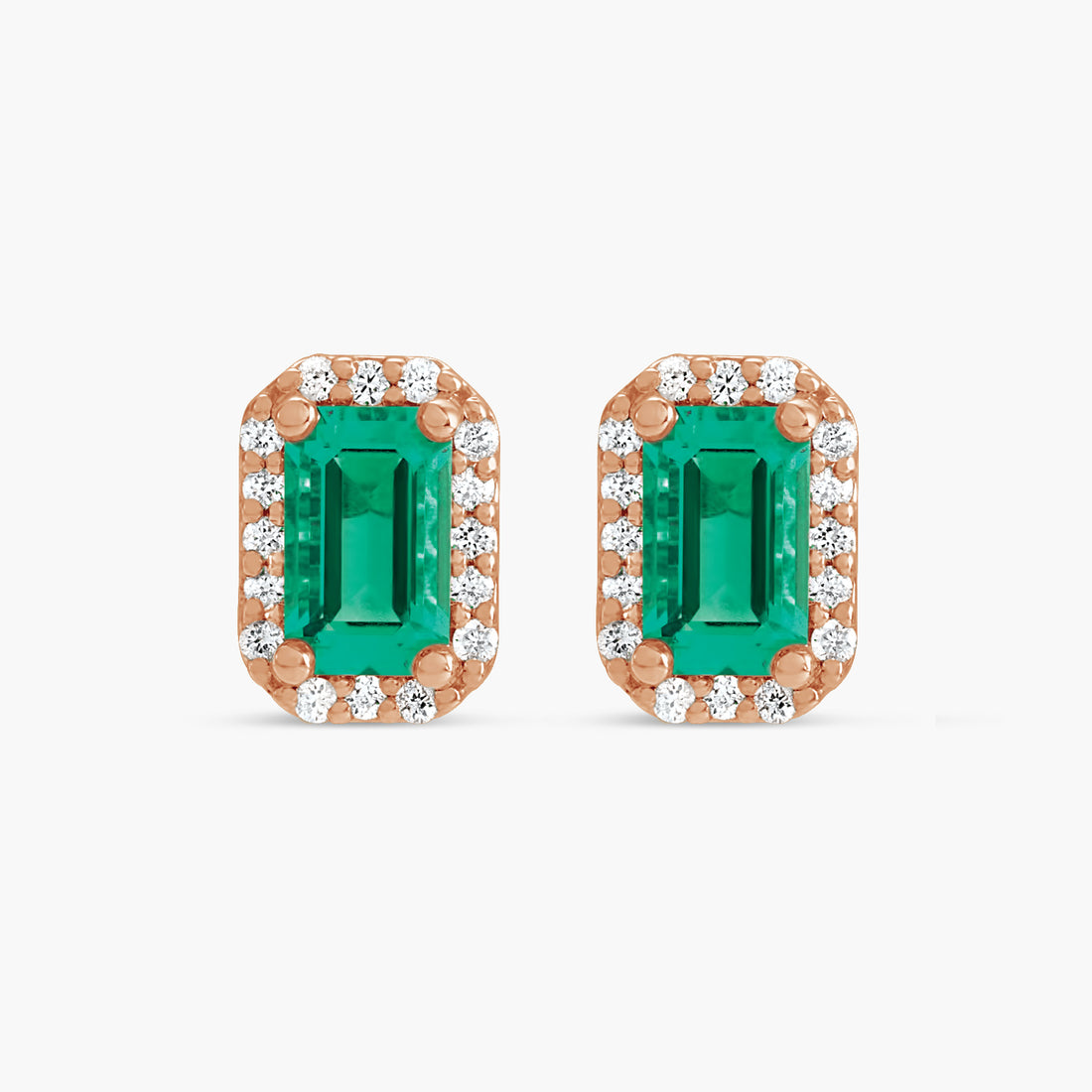 Lab-Grown Emerald & .07 CTW Natural Diamond Halo-Style Earrings