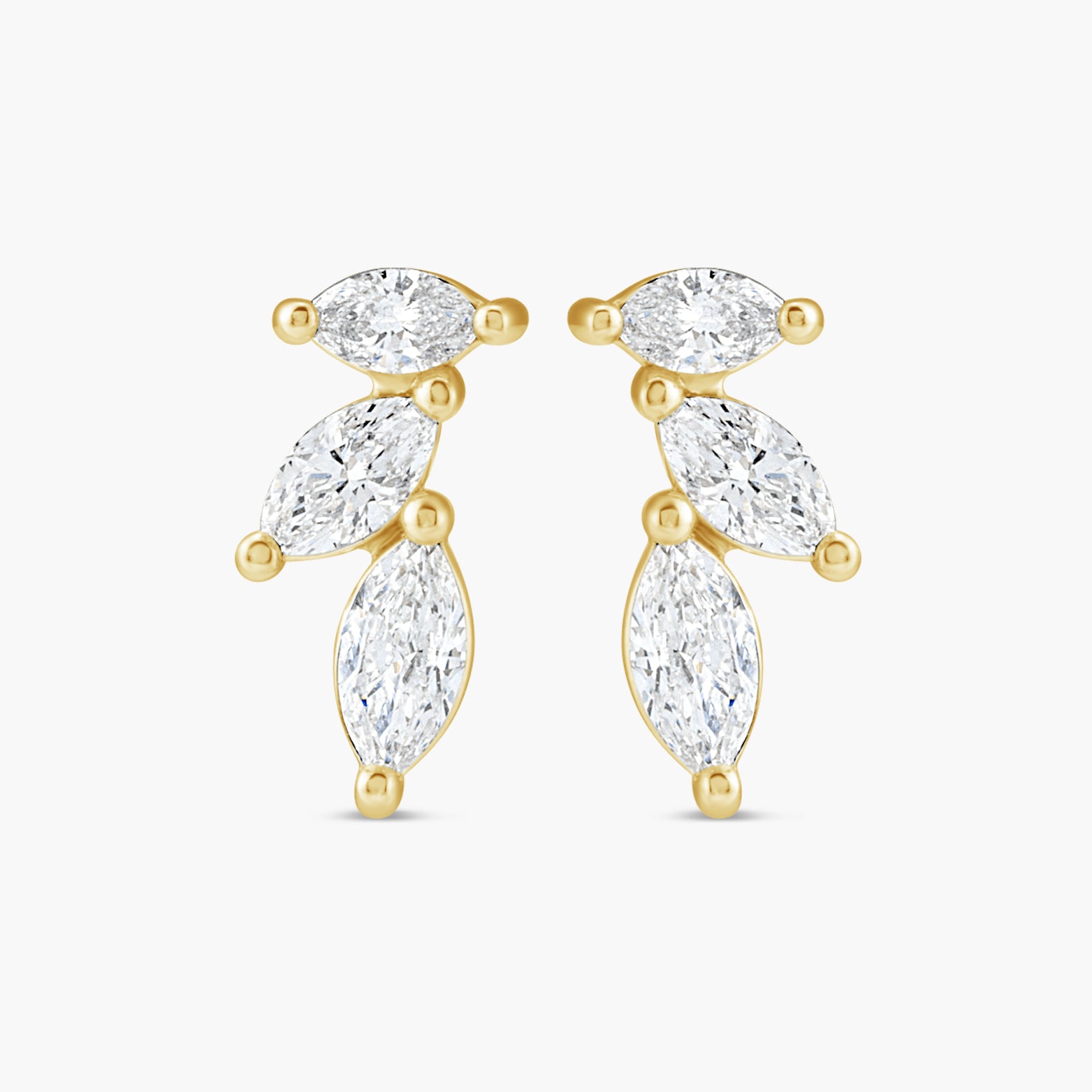 Nature-Inspired Natural Diamond Earrings in 14K Gold
