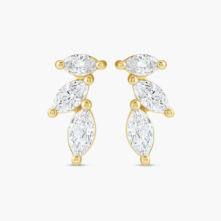 Nature-Inspired Natural Diamond Earrings in 14K Gold