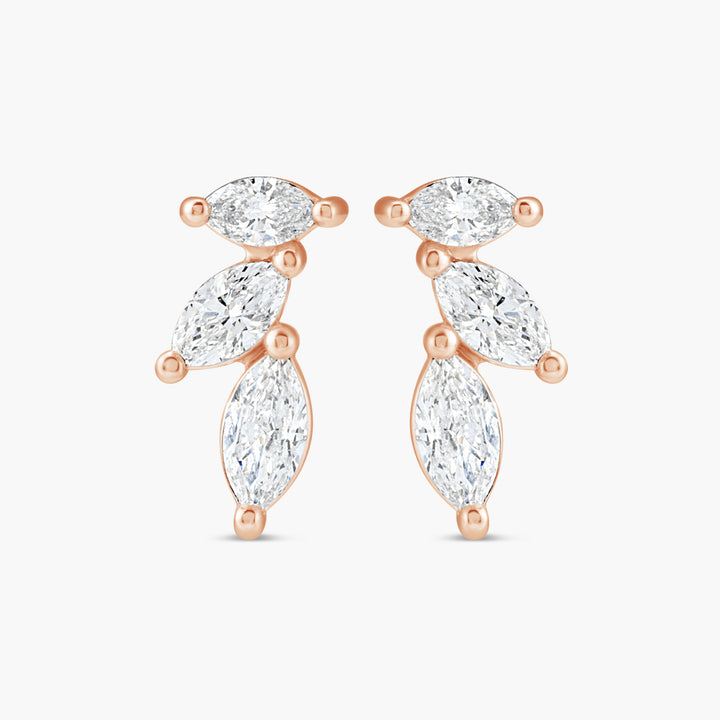 Nature-Inspired Natural Diamond Earrings in 14K Gold