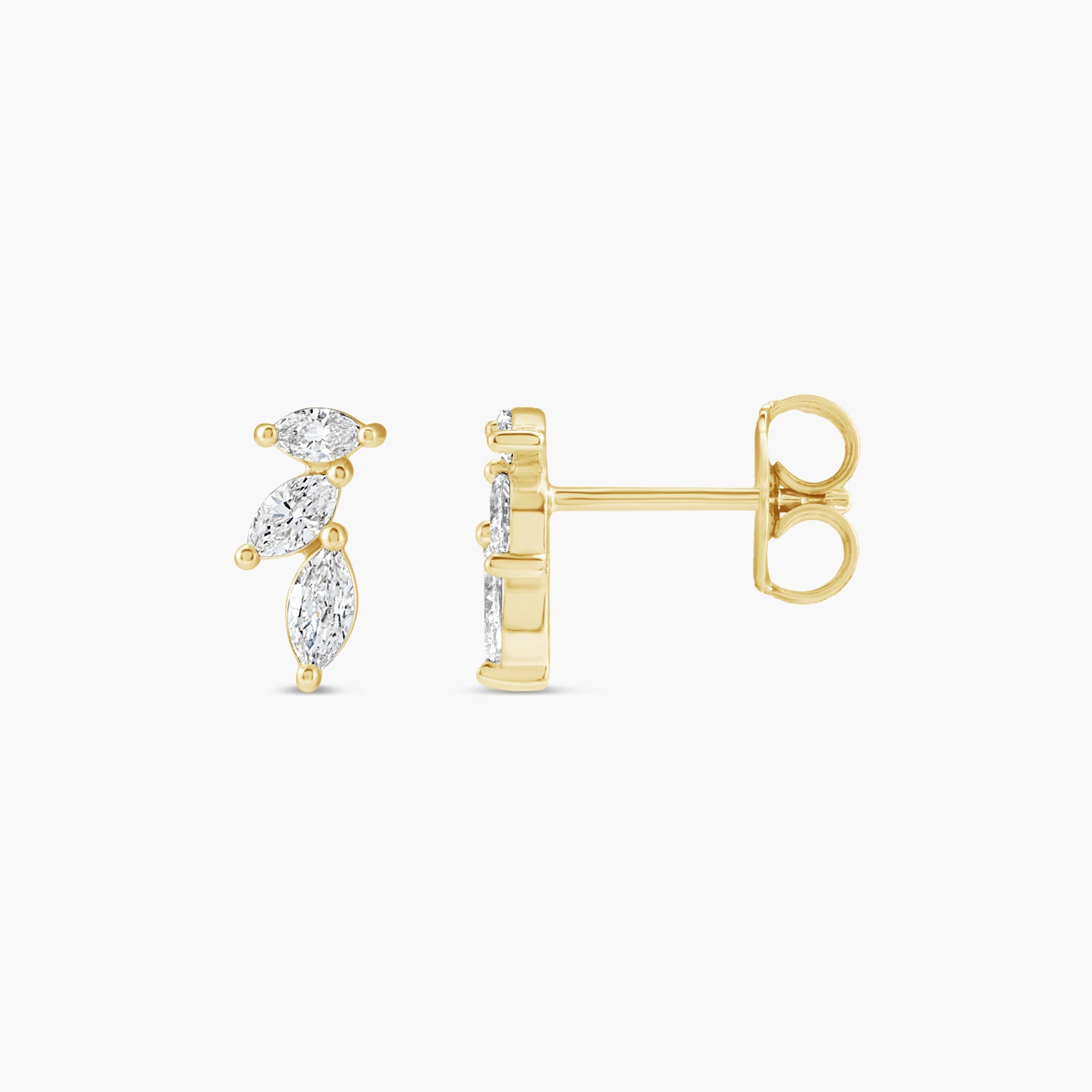 Nature-Inspired Natural Diamond Earrings in 14K Gold