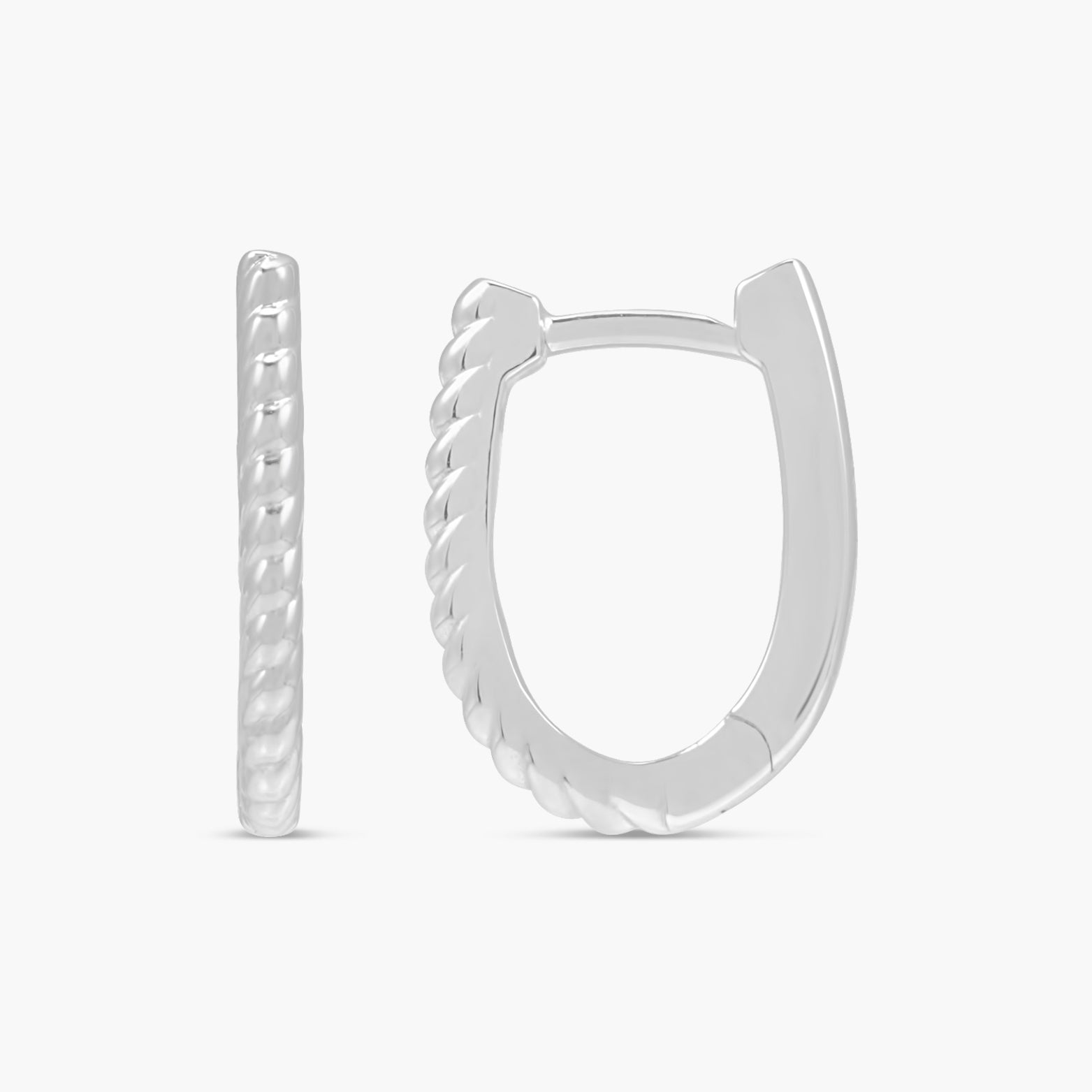 14K Gold Oval Rope Hoop Earrings